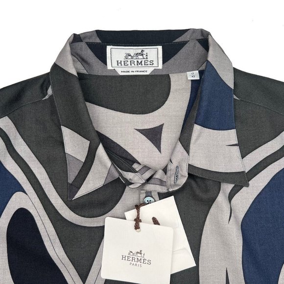 Hermes Genuine New Luxurious Virages Shirt Cashmere Silk Size 17/43 France - Picture 5 of 13